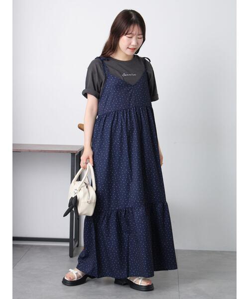 ehka sopo（エヘカソポ）の「前後2WAY小花柄キャミワンピース（ワンピース・レディース・オフホワイト/サックスブルー/ネイビー・F）」の12枚目の写真