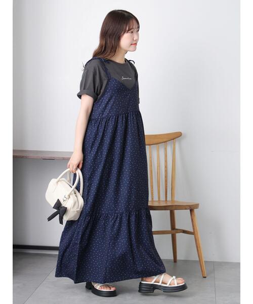 ehka sopo（エヘカソポ）の「前後2WAY小花柄キャミワンピース（ワンピース・レディース・オフホワイト/サックスブルー/ネイビー・F）」の13枚目の写真