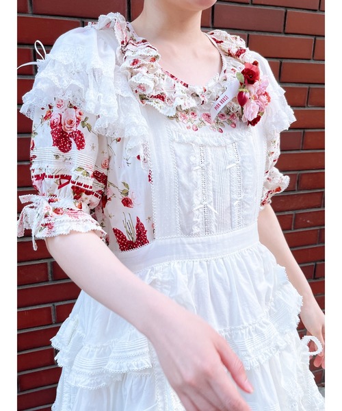 ピンクハウス　リボンブーケ　ミディワンピース PINK HOUSE ワンピース リボンブーケプリントミディワンピース
