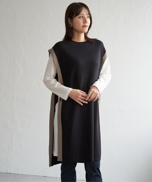 ikka（イッカ）の「【2点セット】サイドボタンニットベストセットワンピース（ワンピース・レディース・ブラック/グリーン系その他/モカ・M/L/S）」の7枚目の写真