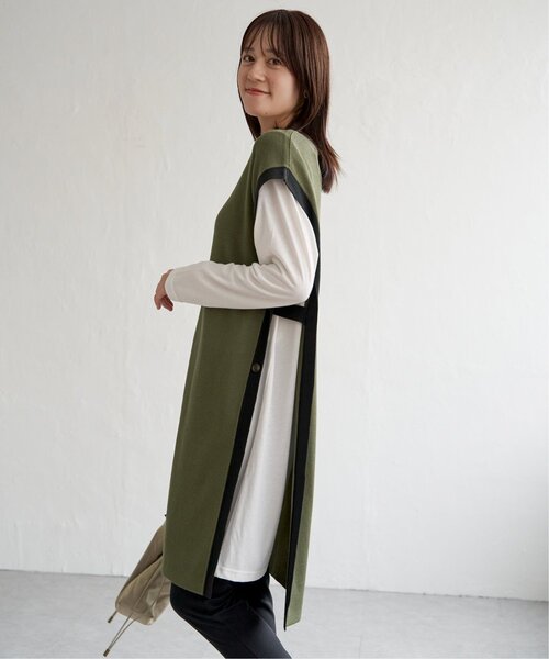 ikka（イッカ）の「【2点セット】サイドボタンニットベストセットワンピース（ワンピース・レディース・ブラック/グリーン系その他/モカ・M/L/S）」の10枚目の写真