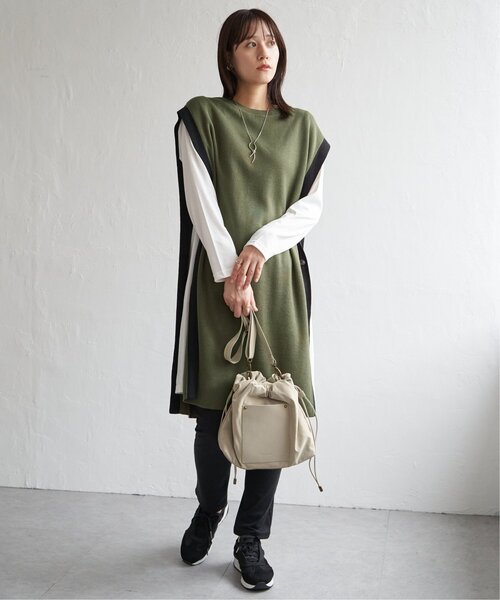 ikka（イッカ）の「【2点セット】サイドボタンニットベストセットワンピース（ワンピース・レディース・ブラック/グリーン系その他/モカ・M/L/S）」の11枚目の写真