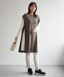 ikka | 【2点セット】サイドボタンニットベストセットワンピース(ワンピース)