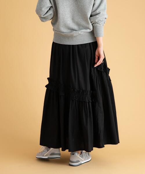 URBAN RESEARCH Sonny Label（アーバンリサーチサニーレーベル）の「フリルディテールコットンスカート（スカート・レディース・ブラック/ホワイト・FREE）」の5枚目の写真