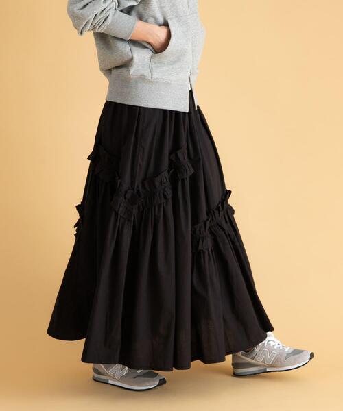 URBAN RESEARCH Sonny Label（アーバンリサーチサニーレーベル）の「フリルディテールコットンスカート（スカート・レディース・ブラック/ホワイト・FREE）」の6枚目の写真
