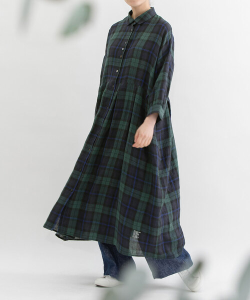 リネンタータンウエストタック切り替えワンピース（ワンピース）｜nop