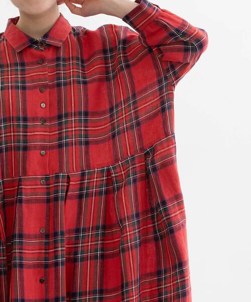 リネンタータンウエストタック切り替えワンピース（ワンピース）｜nop