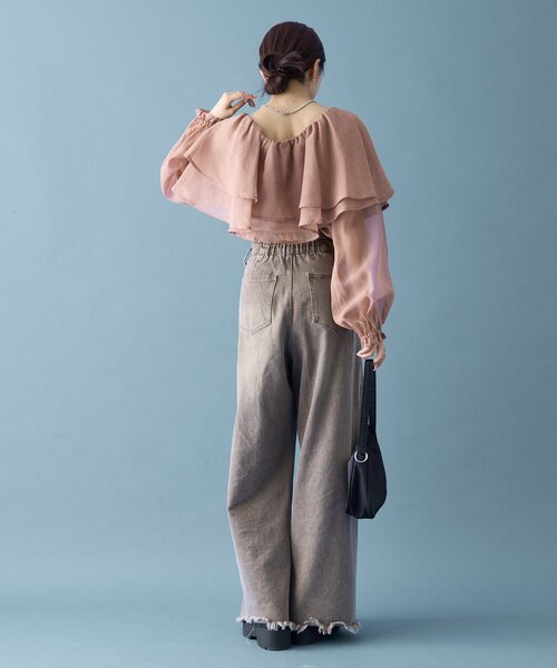 セール】シアーフリル長袖ブラウス（シャツ/ブラウス）｜mystic