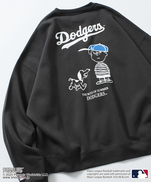 【ゆー】MLB×PEANUTS・ビッグシルエットスウェット(ドジャース) 限定展開 MLB×PEANUTS 別注 ビッグシルエット バックプリント クルー