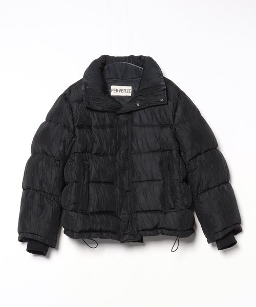 PERVERZE ブラック ダウンジャケット String Multiple Mini Down Jacket（ダウンジャケット/コート
