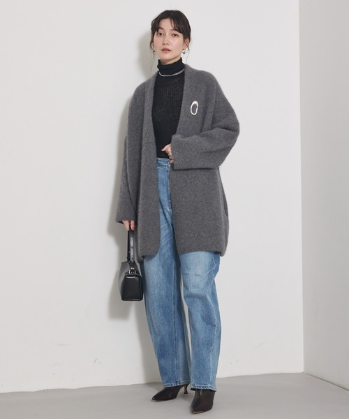 qualite（カリテ）の「【CLASSY.お仕事名品Award受賞】フォックスウールガウン/秋服/冬服/オフィスカジュアル/羽織り/バーガンディ/厚手/コーディガン（カーディガン/ボレロ・レディース・アイボリー/ワイン/チャコールグレー/グリーン・フリー）」の16枚目の写真