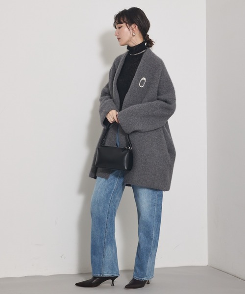 qualite（カリテ）の「【CLASSY.お仕事名品Award受賞】フォックスウールガウン/秋服/冬服/オフィスカジュアル/羽織り/バーガンディ/厚手/コーディガン（カーディガン/ボレロ・レディース・アイボリー/ワイン/チャコールグレー/グリーン・フリー）」の18枚目の写真