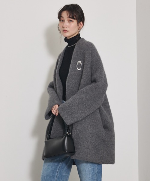 qualite（カリテ）の「【CLASSY.お仕事名品Award受賞】フォックスウールガウン/秋服/冬服/オフィスカジュアル/羽織り/バーガンディ/厚手/コーディガン（カーディガン/ボレロ・レディース・アイボリー/ワイン/チャコールグレー/グリーン・フリー）」の20枚目の写真