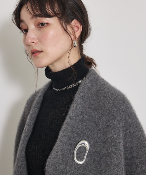 qualite（カリテ）の「【CLASSY.お仕事名品Award受賞】フォックスウールガウン/秋服/冬服/オフィスカジュアル/羽織り/バーガンディ/厚手/コーディガン（カーディガン/ボレロ・レディース・アイボリー/ワイン/チャコールグレー/グリーン・フリー）」の21枚目の写真