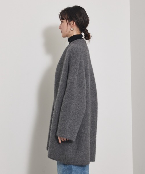 qualite（カリテ）の「【CLASSY.お仕事名品Award受賞】フォックスウールガウン/秋服/冬服/オフィスカジュアル/羽織り/バーガンディ/厚手/コーディガン（カーディガン/ボレロ・レディース・アイボリー/ワイン/チャコールグレー/グリーン・フリー）」の22枚目の写真