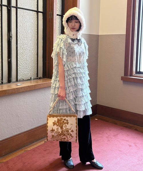 lambalm アンティークライクボリュームティアードワンピース セール】【Lam Balm】アンティークライクボリュームティアード