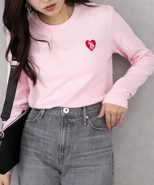 U.S. POLO ASSN.(ユーエスポロアッスン)の「【U.S. POLO ASSN.】ビューティースムースタッチ ハートロングスリーブT ロンT(Tシャツ/カットソー・レディース・ネイビー/ホワイト/ピンク/ブラック・S/M)」の4枚目の写真