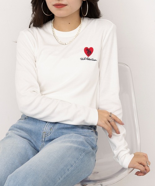 U.S. POLO ASSN.(ユーエスポロアッスン)の「【U.S. POLO ASSN.】ビューティースムースタッチ ハートロングスリーブT ロンT(Tシャツ/カットソー・レディース・ネイビー/ホワイト/ピンク/ブラック・S/M)」の6枚目の写真