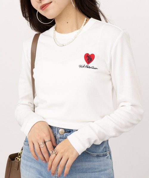 U.S. POLO ASSN.(ユーエスポロアッスン)の「【U.S. POLO ASSN.】ビューティースムースタッチ ハートロングスリーブT ロンT(Tシャツ/カットソー・レディース・ネイビー/ホワイト/ピンク/ブラック・S/M)」の7枚目の写真