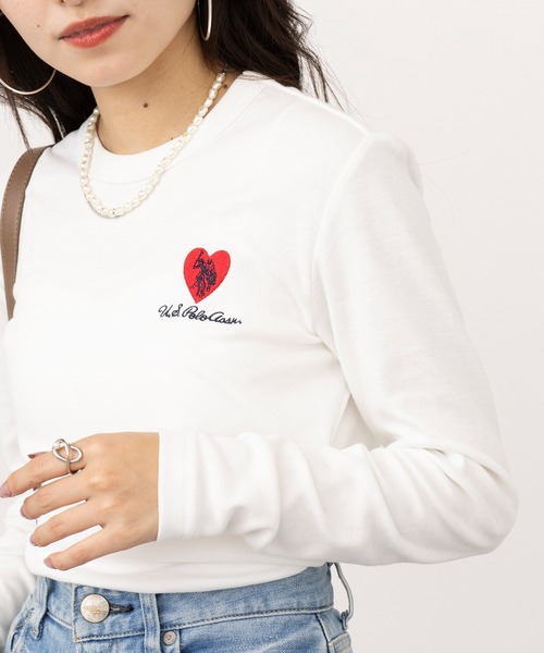 U.S. POLO ASSN.(ユーエスポロアッスン)の「【U.S. POLO ASSN.】ビューティースムースタッチ ハートロングスリーブT ロンT(Tシャツ/カットソー・レディース・ネイビー/ホワイト/ピンク/ブラック・S/M)」の5枚目の写真