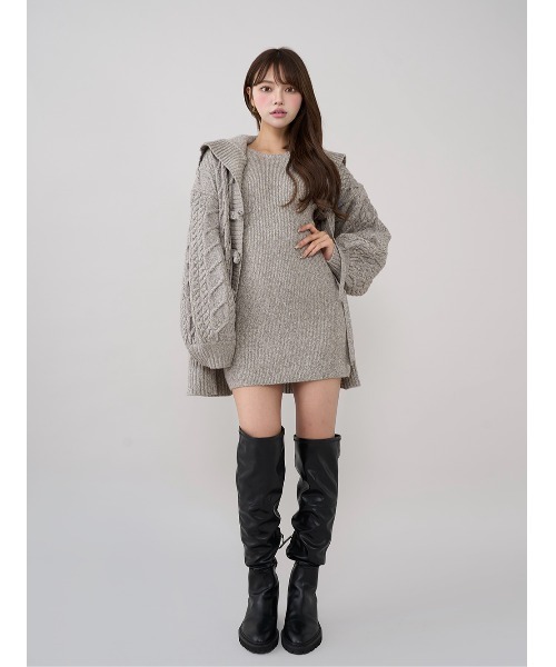 ケーブルアンサンブルニットミニワンピース（ワンピース）｜Darich