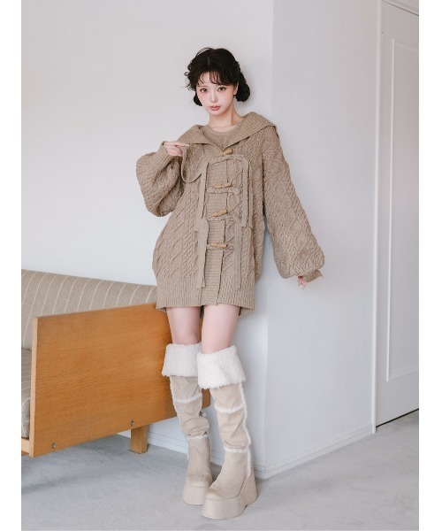 ダーリッチ　ケーブルアンサンブルニットミニワンピース ケーブルアンサンブルニットミニワンピース（ワンピース）｜Darich