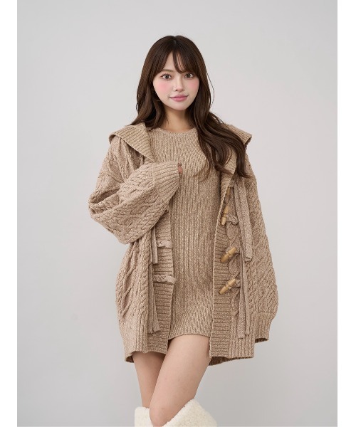 ケーブルアンサンブルニットミニワンピース（ワンピース）｜Darich