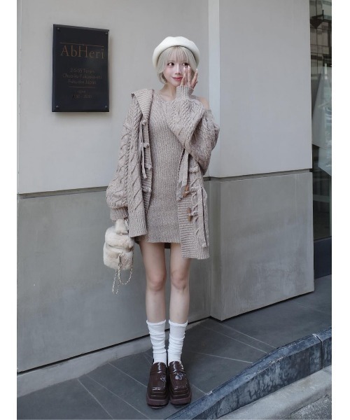 ケーブルアンサンブルニットミニワンピース（ワンピース）｜Darich