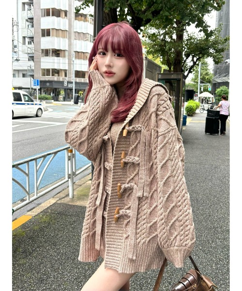 Darich ダーリッチ ケーブルショートニットアンサンブル 新品 グレー ダーリッチ Darich ケーブルショートニットアンサンブル