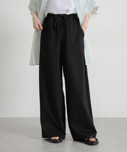 studio CLIP（スタディオクリップ）の「シルケットポンチワイドパンツ[プチ・トールサイズあり]（その他パンツ・レディース・ブラック/オフホワイト/ライトグレー/スモーク・FREE）」の2枚目の写真