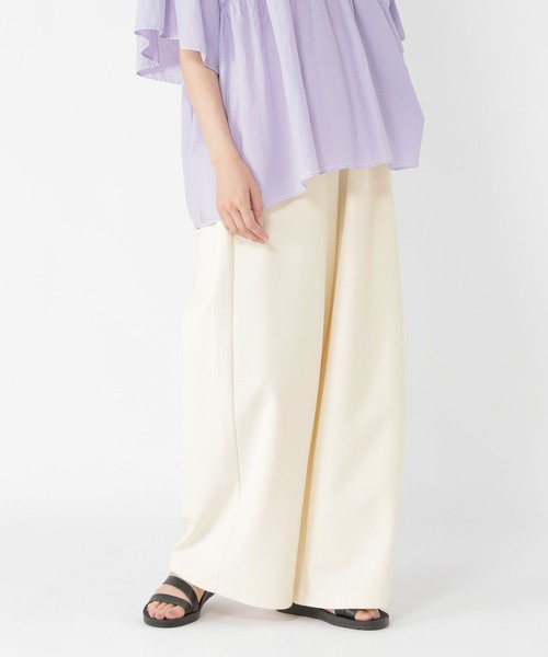 studio CLIP（スタディオクリップ）の「シルケットポンチワイドパンツ[プチ・トールサイズあり]（その他パンツ・レディース・ブラック/オフホワイト/ライトグレー/スモーク・FREE）」の6枚目の写真