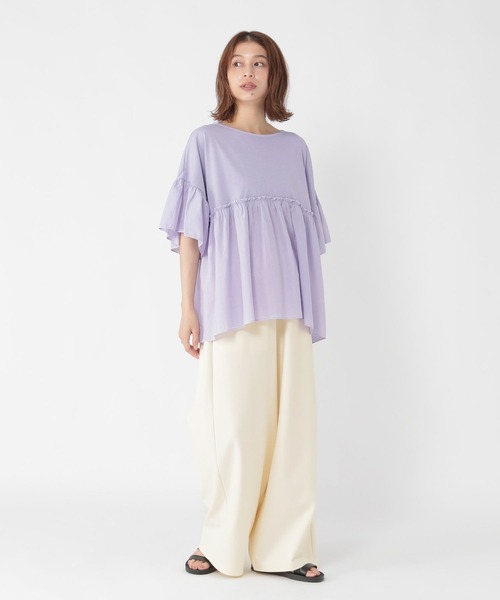 studio CLIP（スタディオクリップ）の「シルケットポンチワイドパンツ[プチ・トールサイズあり]（その他パンツ・レディース・ブラック/オフホワイト/ライトグレー/スモーク・FREE）」の9枚目の写真