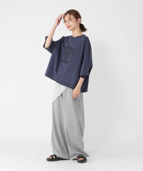 studio CLIP（スタディオクリップ）の「シルケットポンチワイドパンツ[プチ・トールサイズあり]（その他パンツ・レディース・ブラック/オフホワイト/ライトグレー/スモーク・FREE）」の14枚目の写真