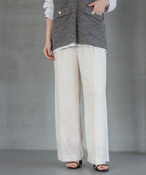 A part by（アパートバイ）の「ブライトサテンストレートパンツ（スラックス・レディース・アイボリー/ブラウン系その他7/ライトピンク・MEDIUM/SMALL）」の2枚目の写真