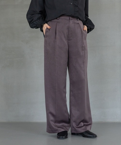 A part by（アパートバイ）の「ブライトサテンストレートパンツ（スラックス・レディース・アイボリー/ブラウン系その他7/ライトピンク・MEDIUM/SMALL）」の3枚目の写真