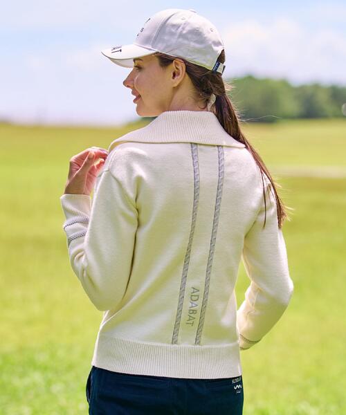 adabat（アダバット）の「【ADABAT NAVY】ハーフジップワイドカラーニット（ニット/セーター・レディース・ネイビー/ベージュ/オフホワイト・42/40/38）」の5枚目の写真