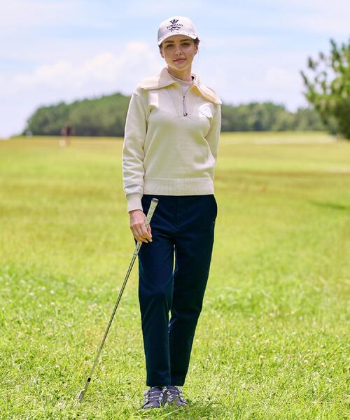 adabat（アダバット）の「【ADABAT NAVY】ハーフジップワイドカラーニット（ニット/セーター・レディース・ネイビー/ベージュ/オフホワイト・42/40/38）」の6枚目の写真