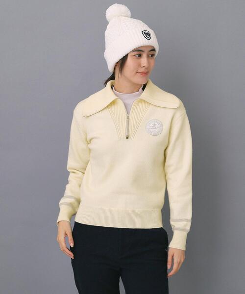 adabat（アダバット）の「【ADABAT NAVY】ハーフジップワイドカラーニット（ニット/セーター・レディース・ネイビー/ベージュ/オフホワイト・42/40/38）」の7枚目の写真