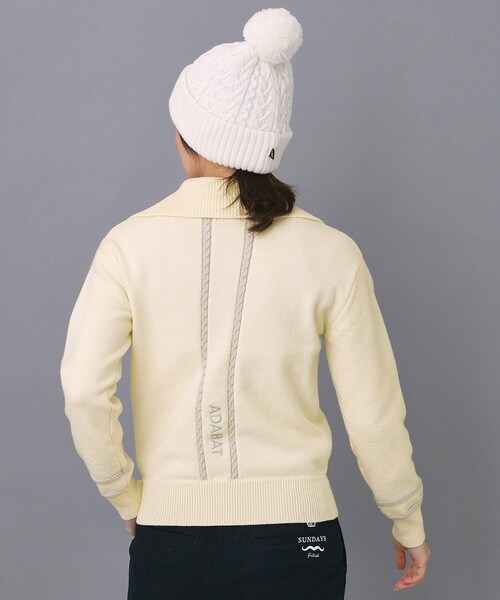 adabat（アダバット）の「【ADABAT NAVY】ハーフジップワイドカラーニット（ニット/セーター・レディース・ネイビー/ベージュ/オフホワイト・42/40/38）」の8枚目の写真