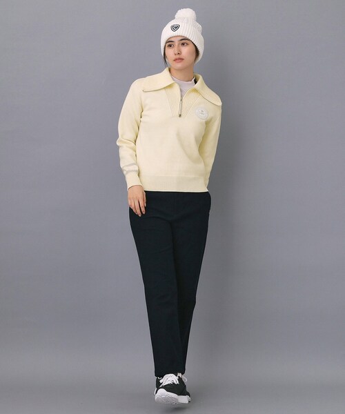 adabat（アダバット）の「【ADABAT NAVY】ハーフジップワイドカラーニット（ニット/セーター・レディース・ネイビー/ベージュ/オフホワイト・42/40/38）」の9枚目の写真