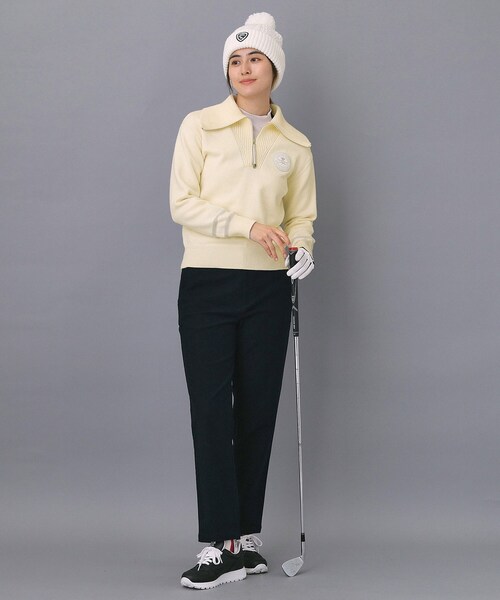 adabat（アダバット）の「【ADABAT NAVY】ハーフジップワイドカラーニット（ニット/セーター・レディース・ネイビー/ベージュ/オフホワイト・42/40/38）」の10枚目の写真