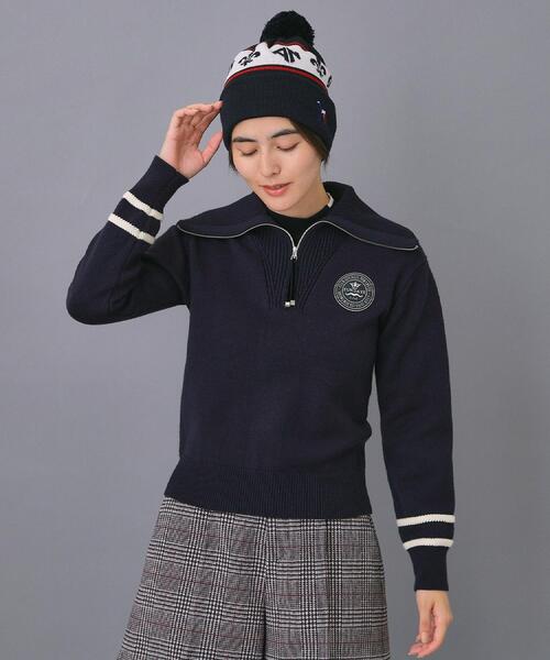 adabat（アダバット）の「【ADABAT NAVY】ハーフジップワイドカラーニット（ニット/セーター・レディース・ネイビー/ベージュ/オフホワイト・42/40/38）」の12枚目の写真