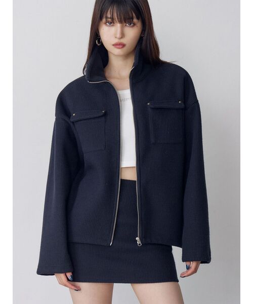 MURUA(ムルーア)の「【セットアップ対応】スタンドZIPブルゾン(ブルゾン・レディース・ネイビー/アイボリー・FREE)」の2枚目の写真