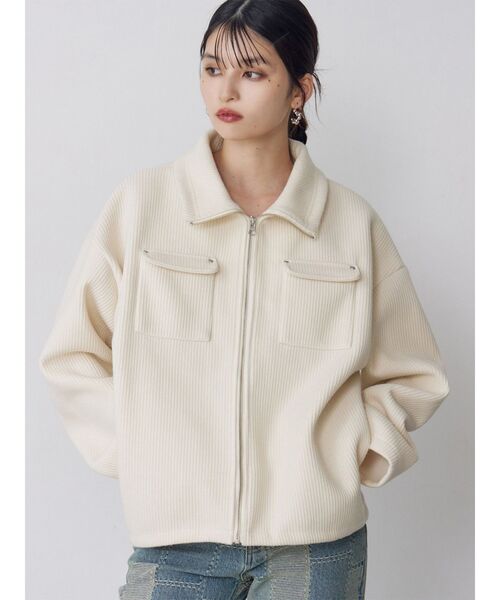 MURUA(ムルーア)の「【セットアップ対応】スタンドZIPブルゾン(ブルゾン・レディース・ネイビー/アイボリー・FREE)」の1枚目の写真