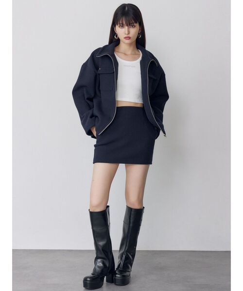 MURUA(ムルーア)の「【セットアップ対応】スタンドZIPブルゾン(ブルゾン・レディース・ネイビー/アイボリー・FREE)」の8枚目の写真