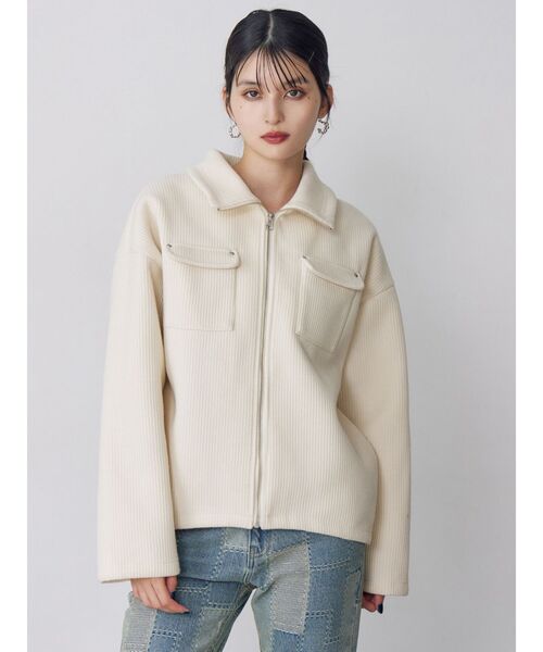 MURUA(ムルーア)の「【セットアップ対応】スタンドZIPブルゾン(ブルゾン・レディース・ネイビー/アイボリー・FREE)」の10枚目の写真