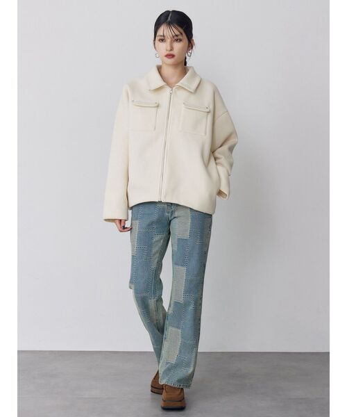 MURUA(ムルーア)の「【セットアップ対応】スタンドZIPブルゾン(ブルゾン・レディース・ネイビー/アイボリー・FREE)」の13枚目の写真