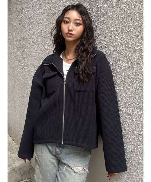 MURUA(ムルーア)の「【セットアップ対応】スタンドZIPブルゾン(ブルゾン・レディース・ネイビー/アイボリー・FREE)」の16枚目の写真