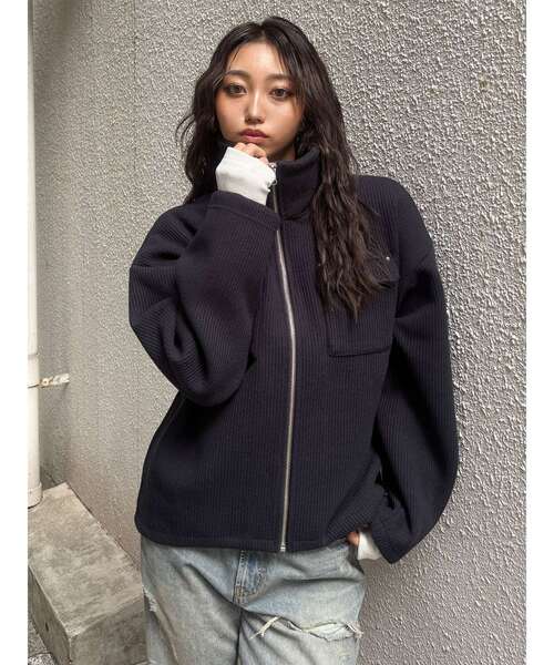 MURUA(ムルーア)の「【セットアップ対応】スタンドZIPブルゾン(ブルゾン・レディース・ネイビー/アイボリー・FREE)」の17枚目の写真