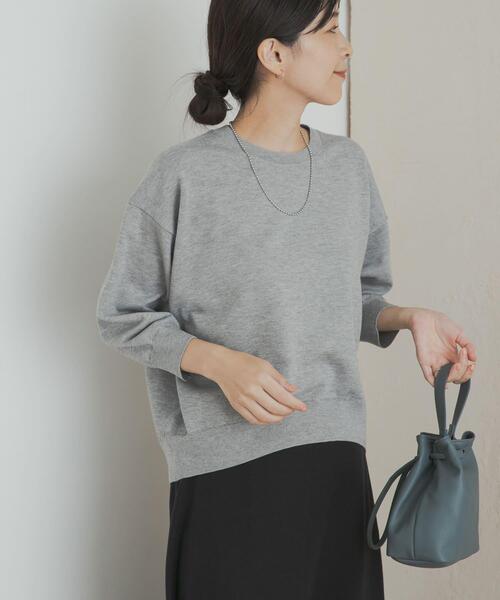 URBAN RESEARCH DOORS（アーバンリサーチドアーズ）の「ウォッシャブルブライトプルオーバー（ニット/セーター・レディース・ライトグレー/チャコールグレー/ブラウン・MEDIUM）」の1枚目の写真